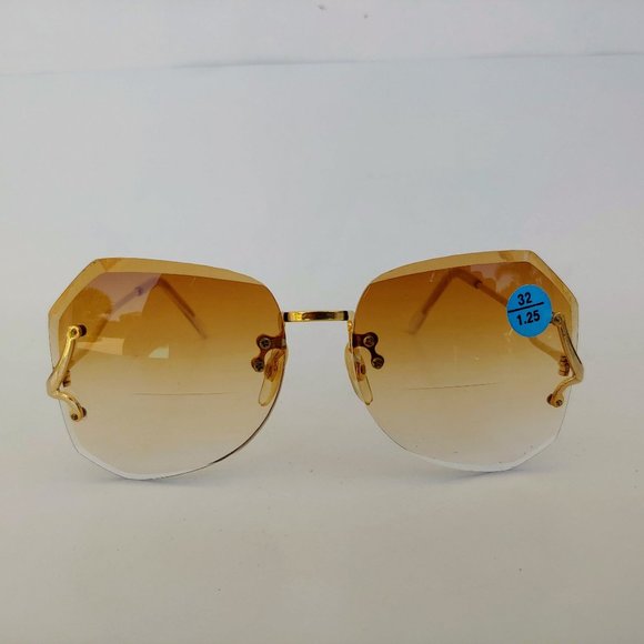 NWT Vintage 90's Lady Small Dia-Cut Bi-Focal Reading Sunglasses +3.25 (Brown) - Picture 1 of 4